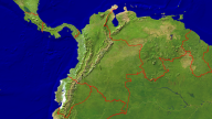 Kolumbien Satellit + Grenzen 1920x1080